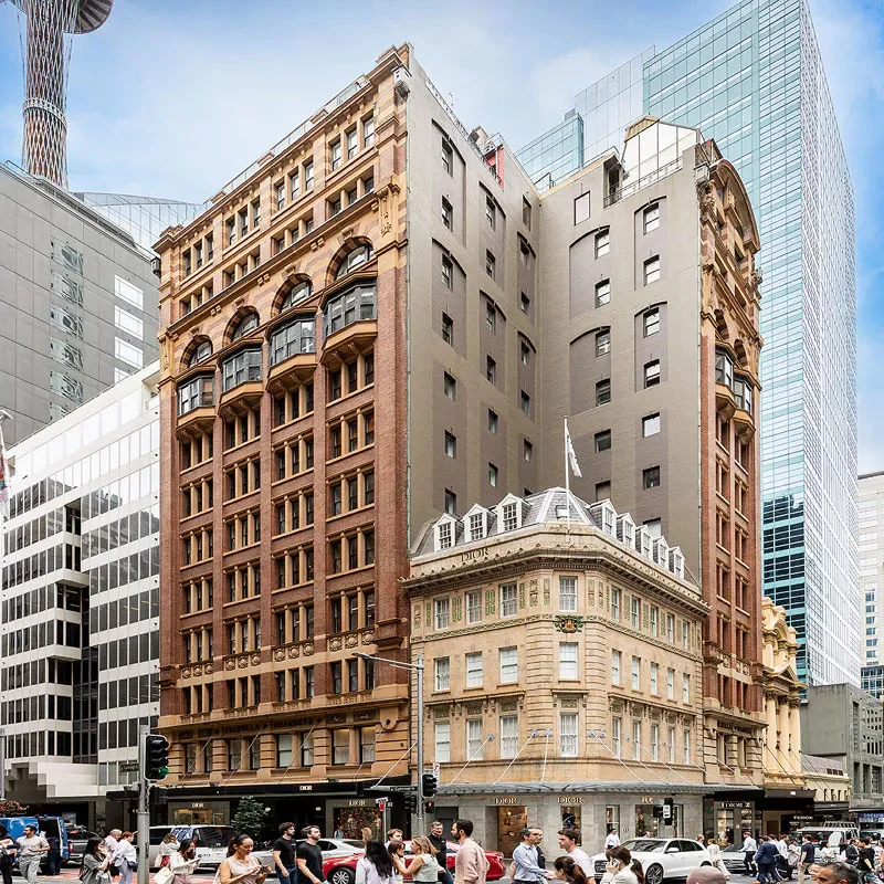 Culwulla Chambers NSW historic high-rise building with ornate architecture alongside modern glass towers